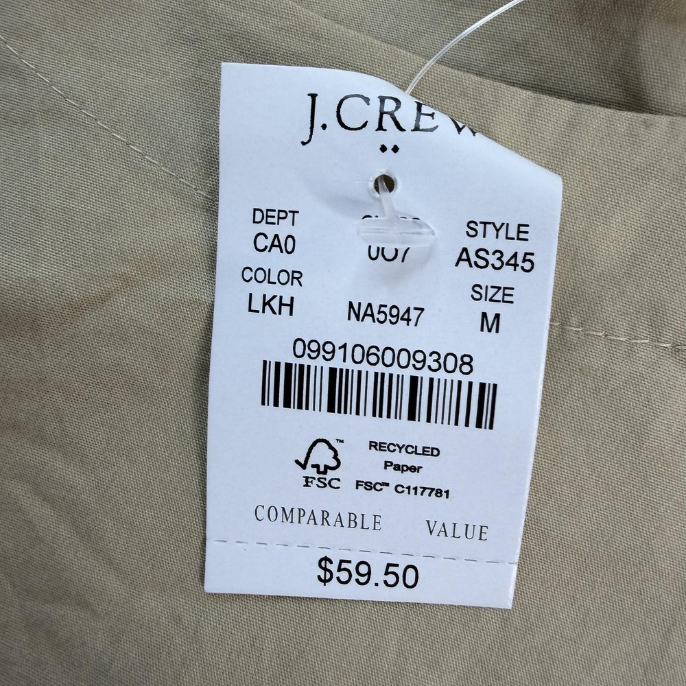 J.CREW Blouse Womens M Beige Short Sleeve Button Shoulder Cotton Stretch Top - Picture 3 of 8